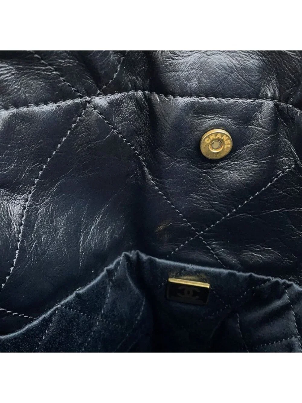 Chanel Handbag Quilted Chanel 22 Double Pocket Small Calfskin Black